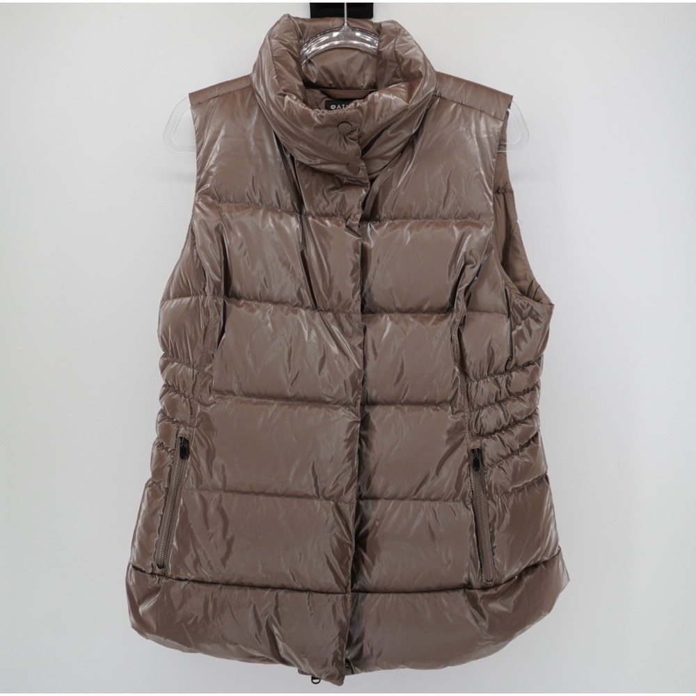 Athleta Downtown Vest Gilet Metallic Puffer Down Insulated Quilted Large Tall